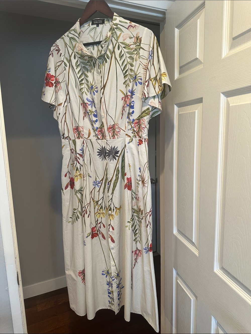 Teri Jon botanical midi dress